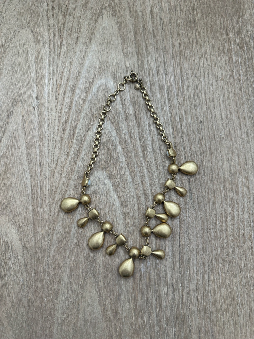 J.Crew Statement Necklace with Dark Green Tear-Drop Stones & Pearls - Picture 7 of 7